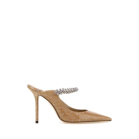 Jimmy Choo Women Beige Leather Bing 100 Mules